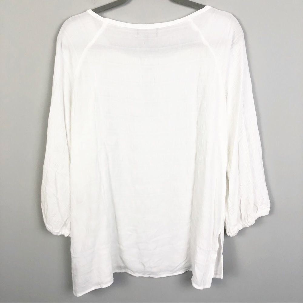 MICHAEL STARS | Boho Slouchy Blouse Plisse White S - Picture 9 of 9